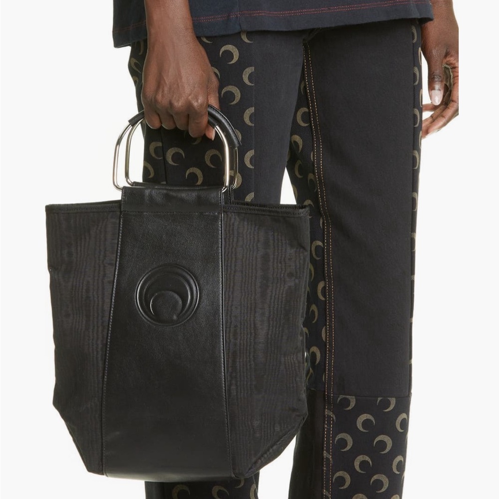 Marine Serre Black Tote Bag with Silver Handle